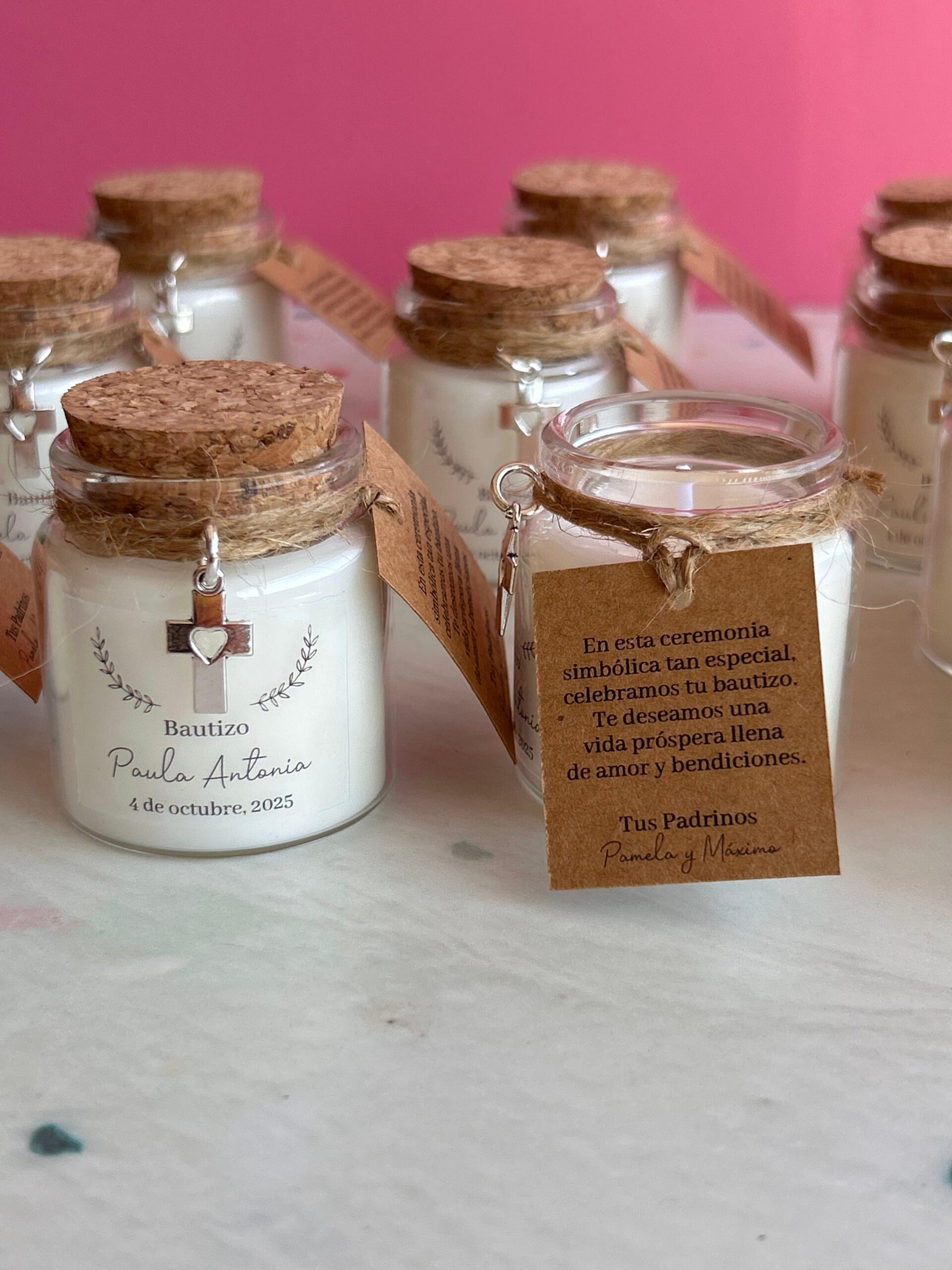 Velas con corcho-Recuerdo de bautizo - Imagen 4