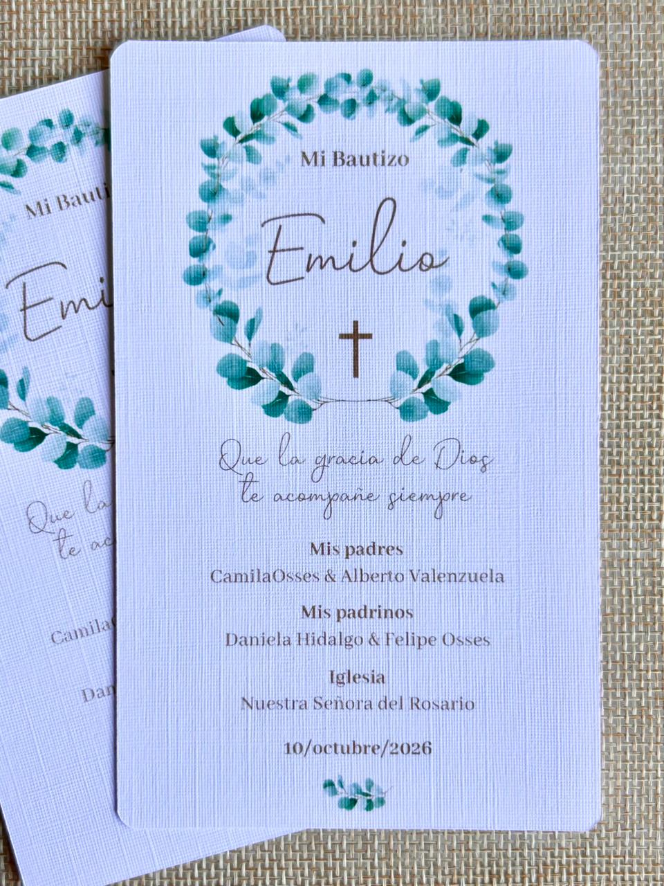 Santitos de Bautizo - Colección hojas de Eucaliptos - Imagen 3