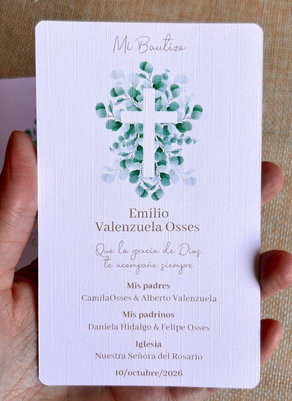 Santitos de Bautizo - Colección hojas de Eucaliptos - Imagen 4